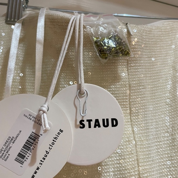 STAUD beaded Casey magnolia dress NWT - Picture 6 of 12